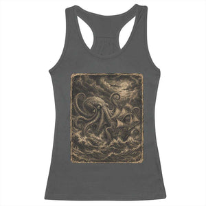 Vintage Giant Octopus Kraken Racerback Tank Top Sea Monster Horror Graphic