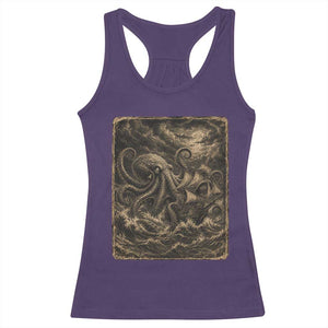 Vintage Giant Octopus Kraken Racerback Tank Top Sea Monster Horror Graphic