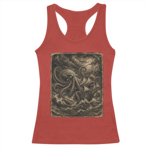 Vintage Giant Octopus Kraken Racerback Tank Top Sea Monster Horror Graphic