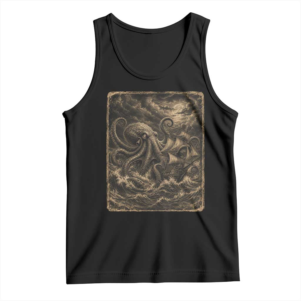 Vintage Giant Octopus Kraken Tank Top Sea Monster Horror Graphic