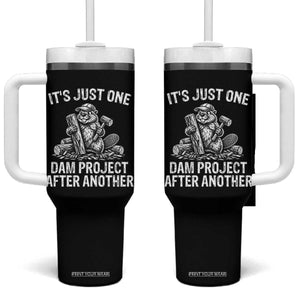 Funny Beaver Carpenter Tumbler With Handle Its Just One Dam Project After Another Woodworking Joke