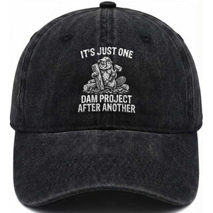 Funny Beaver Carpenter Washed Cotton Baseball Cap Its Just One Dam Project After Another Woodworking Joke