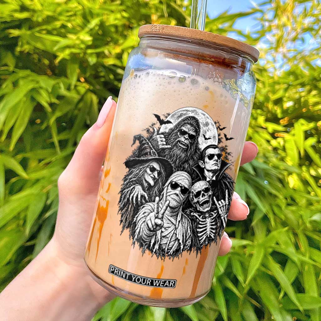 Cool Spooky Squad Halloween Monster Selfie Holiday Gift Glass Can