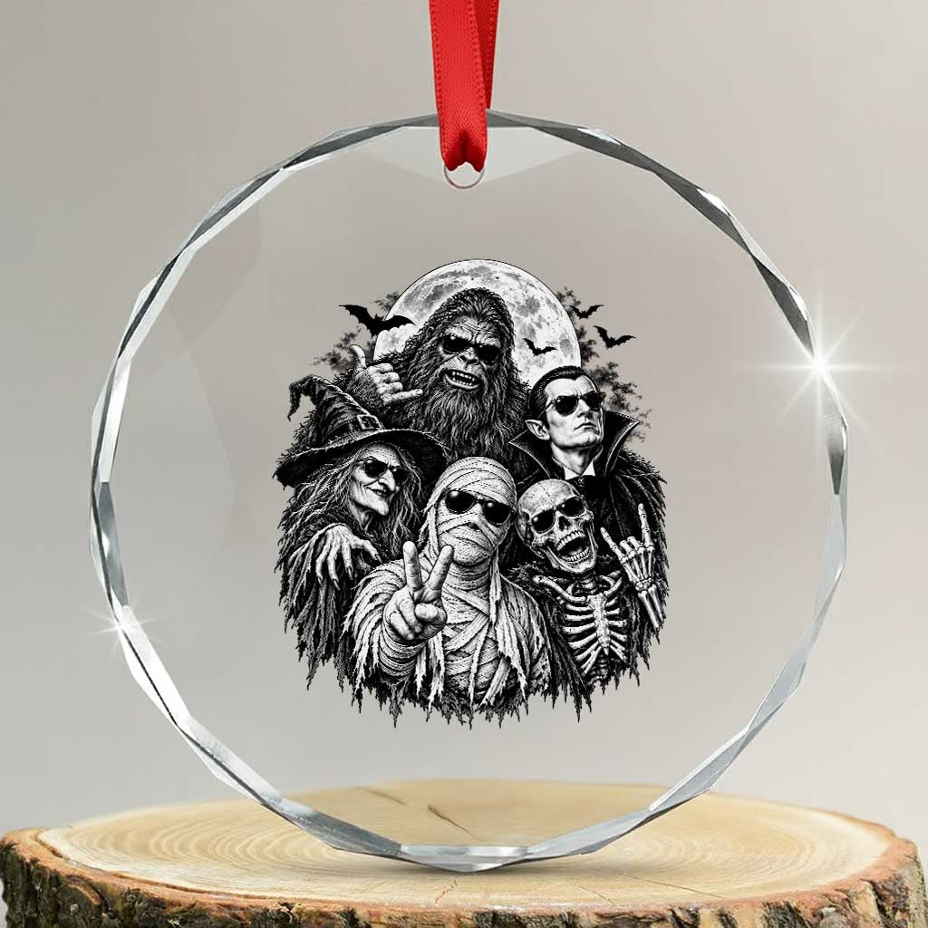 Cool Spooky Squad Halloween Monster Selfie Holiday Gift Crystal Glass Ornament