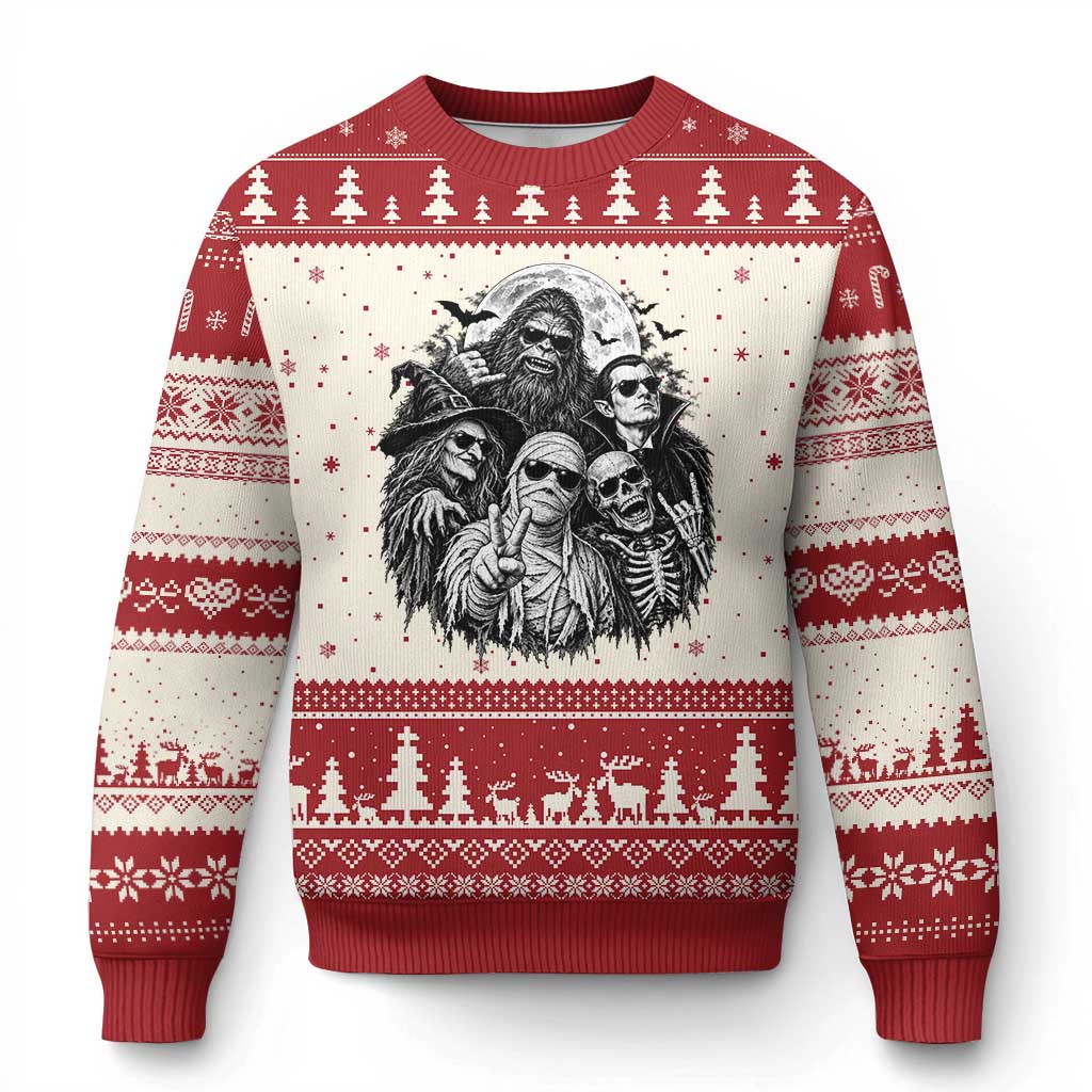 Cool Spooky Squad Halloween Monster Selfie Holiday Gift Ugly Christmas Sweater