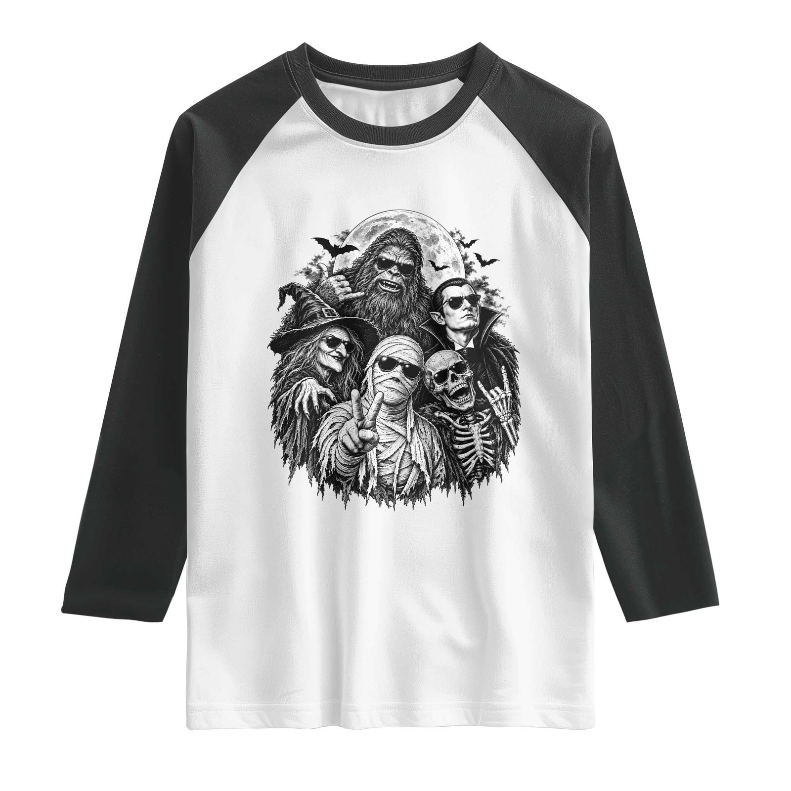 Cool Spooky Squad Halloween Monster Selfie Holiday Gift Raglan Shirt
