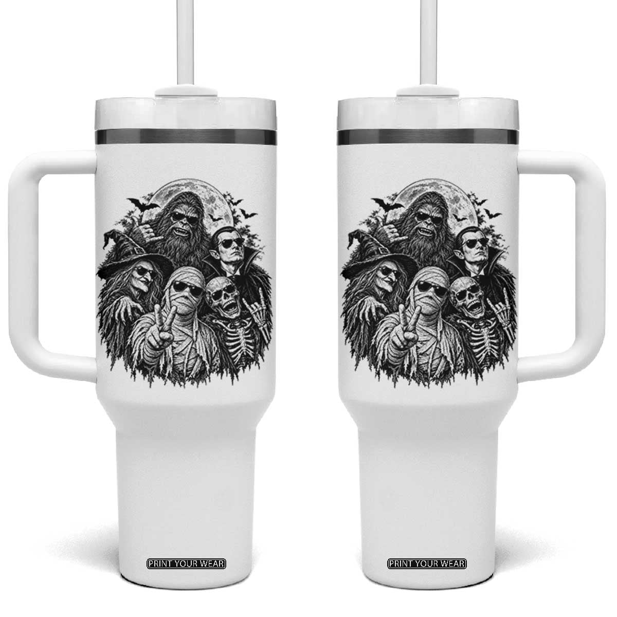Cool Spooky Squad Halloween Monster Selfie Holiday Gift Tumbler With Handle