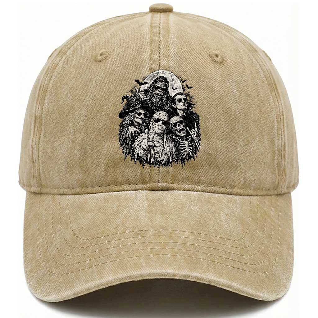 Cool Spooky Squad Halloween Monster Selfie Holiday Gift Washed Cotton Baseball Cap