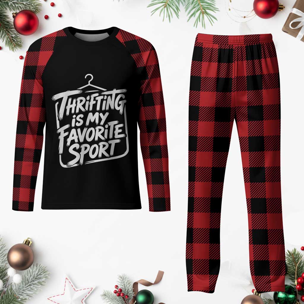 Funny Thrift Shopper Plaid Pajama Set Thrifting Is My Favorite Sport Secondhand Shopping