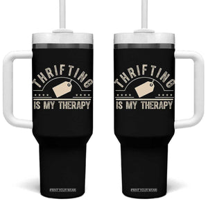 Funny Thrifter Gift Tumbler With Handle Thrifting Is My Therapy Secondhand Shopping