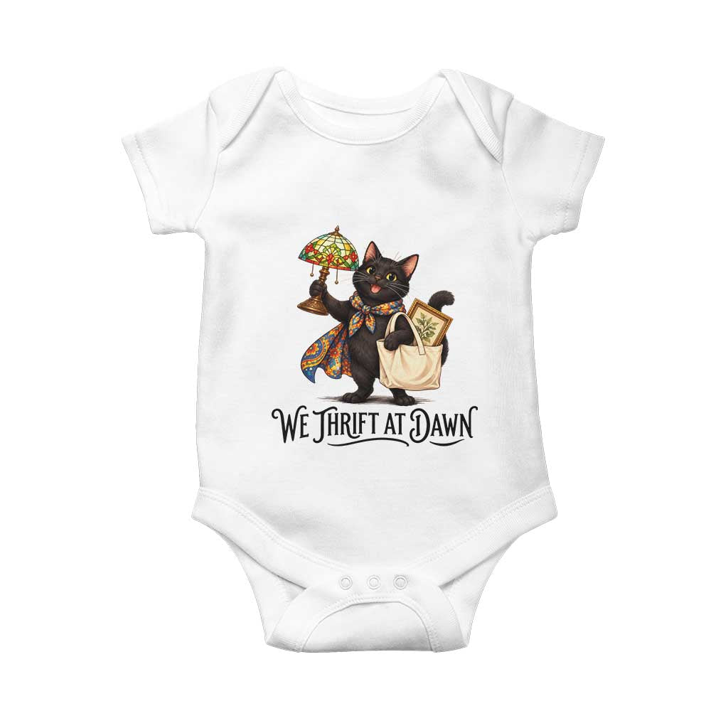 Funny Thrifting Black Cat Baby Onesie We Thrift At Dawn Cat Lover Gift