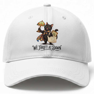 Funny Thrifting Black Cat Baseball Cap We Thrift At Dawn Cat Lover Gift