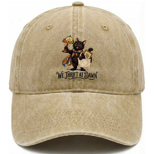 Funny Thrifting Black Cat Washed Cotton Baseball Cap We Thrift At Dawn Cat Lover Gift
