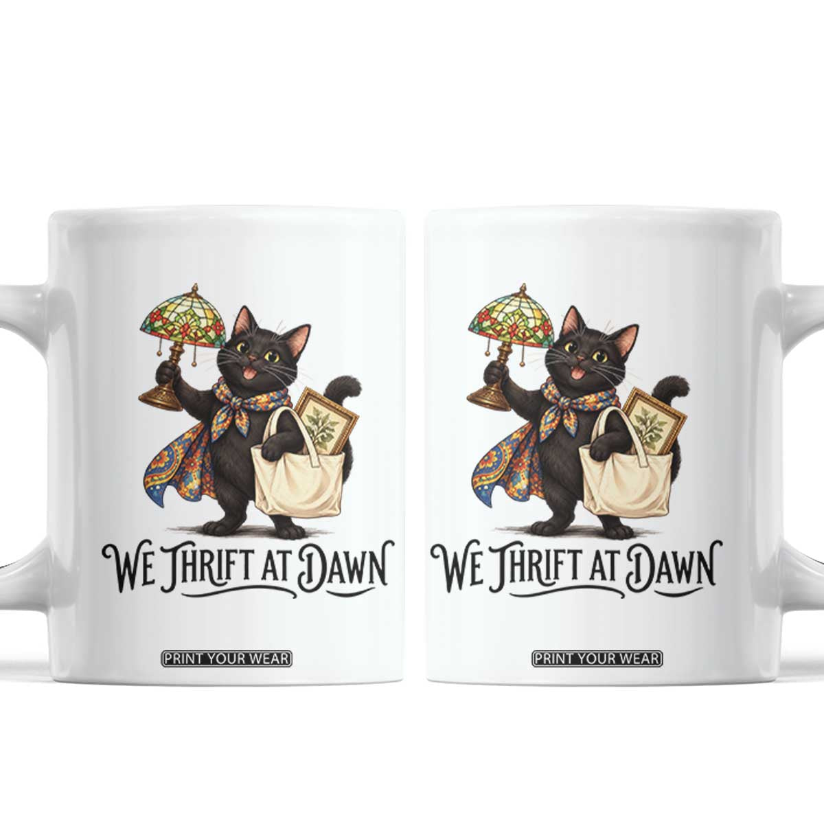 Funny Thrifting Black Cat Coffee Mug We Thrift At Dawn Cat Lover Gift