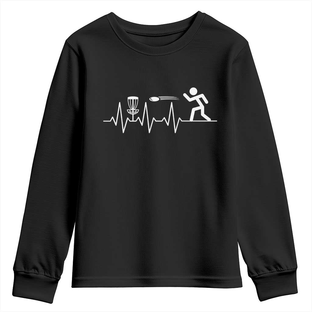 Disc Golf Heartbeat Youth Sweatshirt Golf Player Frisbee Sport Lover Gift