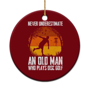 Disc Golf Lover Ceramic Ornament Never Underestimate An Old Man Vintage Sunset Gift