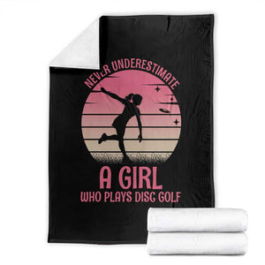 Disc Golf Lover Throw Blanket Never Underestimate A Girl Vintage Sunset Gift