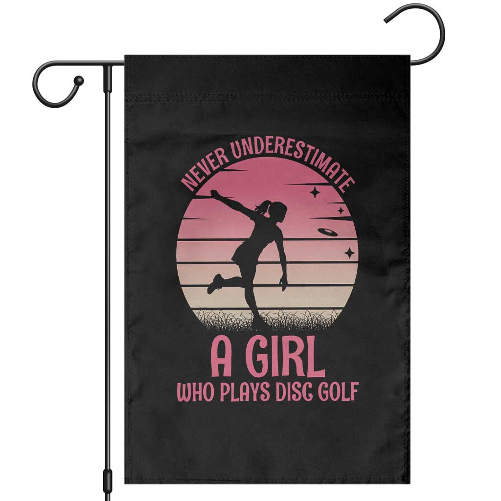 Disc Golf Lover Garden Flag Never Underestimate A Girl Vintage Sunset Gift