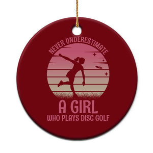 Disc Golf Lover Ceramic Ornament Never Underestimate A Girl Vintage Sunset Gift