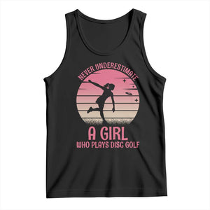 Disc Golf Lover Tank Top Never Underestimate A Girl Vintage Sunset Gift