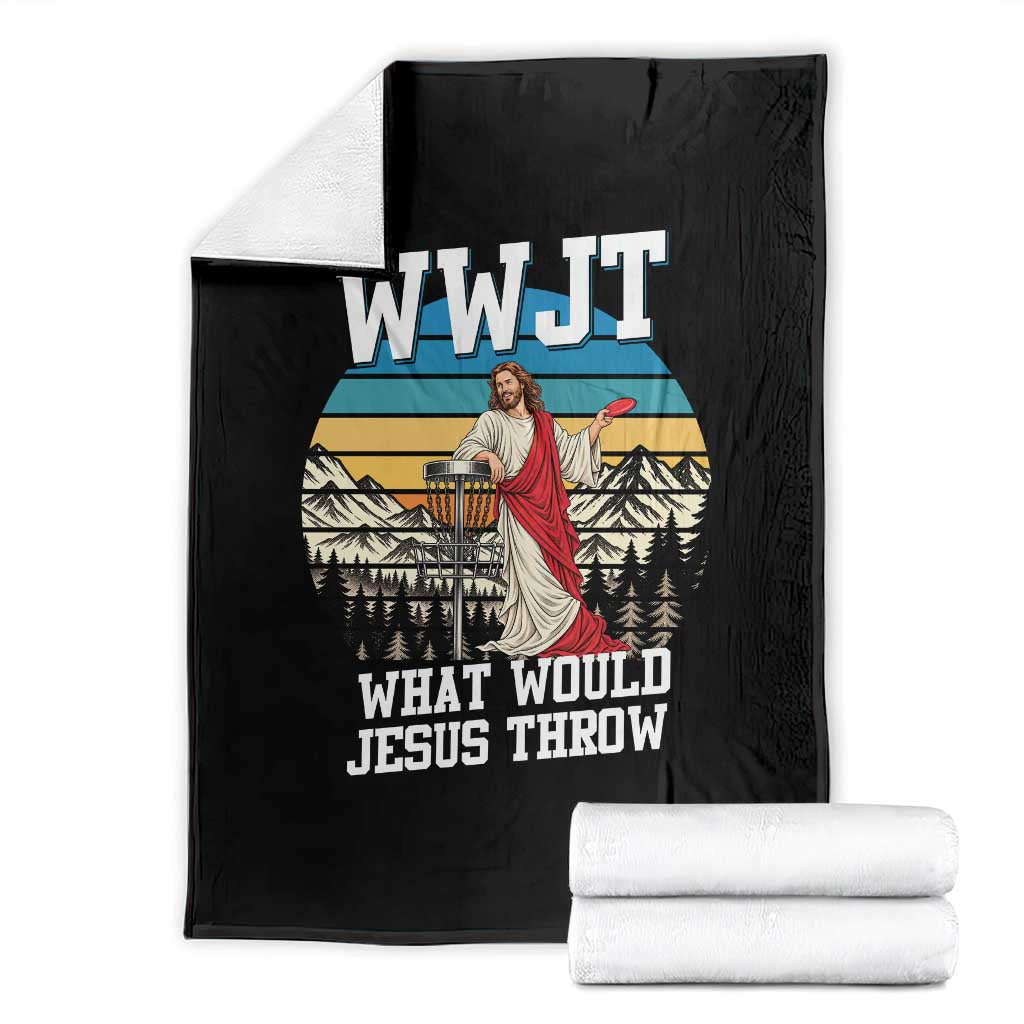 WWJT Disc Golf Lover Throw Blanket What Would Jesus Throw Christian Faith Vintage Sunset Gift