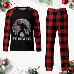 Funny Bigfoot Disc Golf Plaid Pajama Set Who Threw This Frisbee Golf Gift