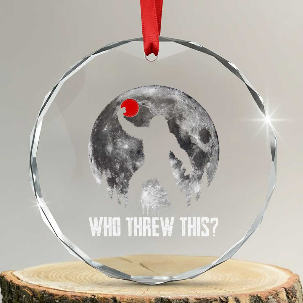 Funny Bigfoot Disc Golf Crystal Glass Ornament Who Threw This Frisbee Golf Gift