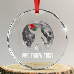 Funny Bigfoot Disc Golf Crystal Glass Ornament Who Threw This Frisbee Golf Gift
