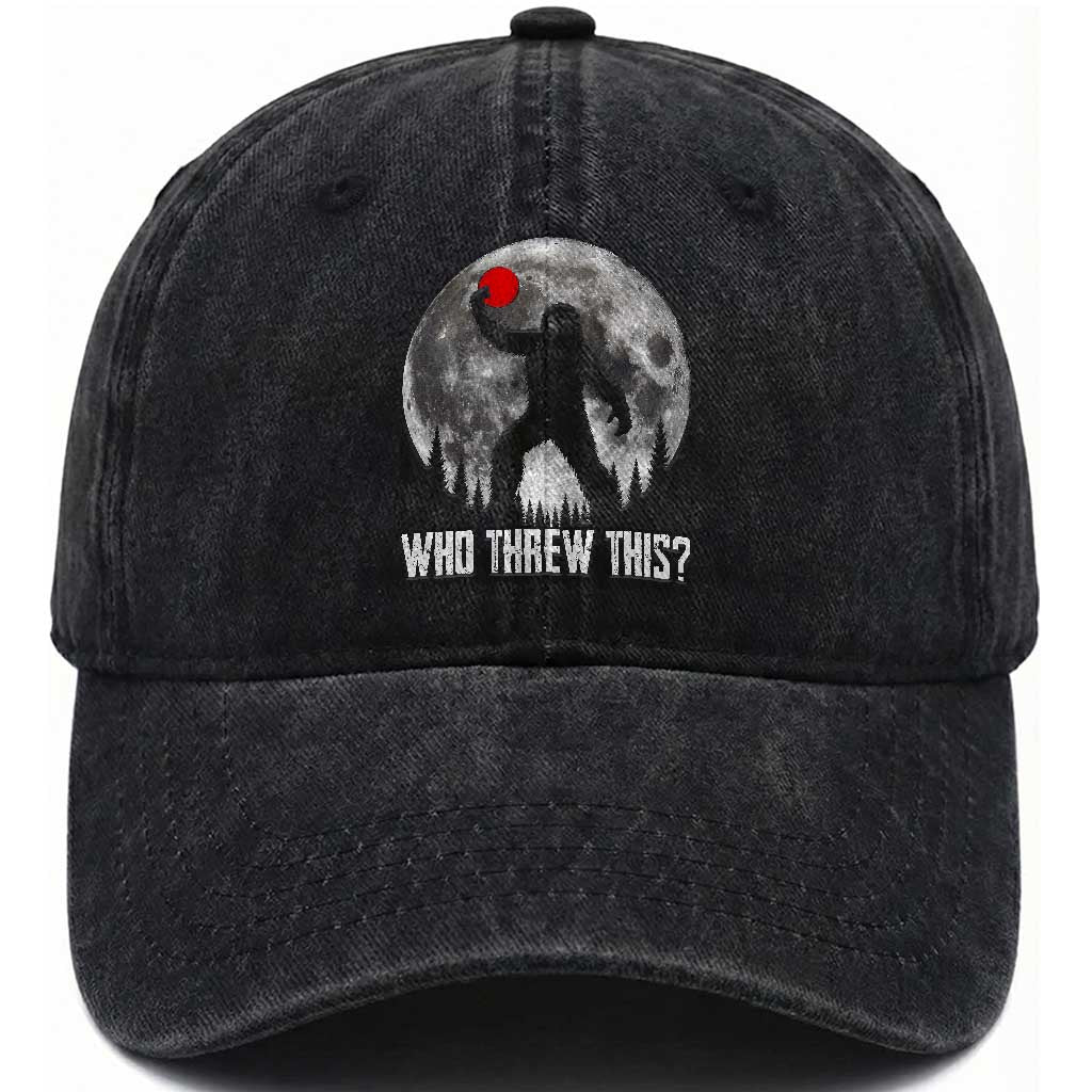 Funny Bigfoot Disc Golf Washed Cotton Baseball Cap Who Threw This Frisbee Golf Gift