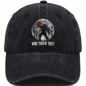 Funny Bigfoot Disc Golf Washed Cotton Baseball Cap Who Threw This Frisbee Golf Gift