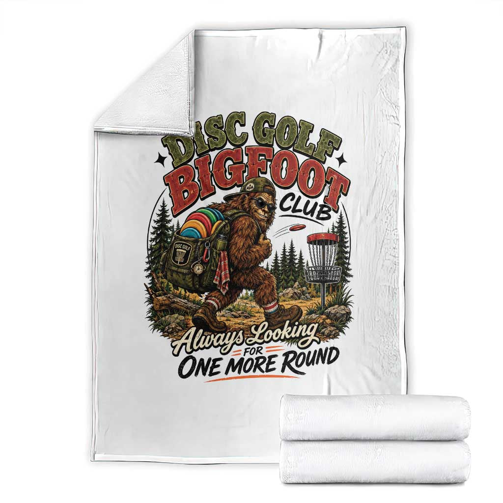 Disc Golf Bigfoot Club Throw Blanket Always Looking For One More Round Cryptid Gift