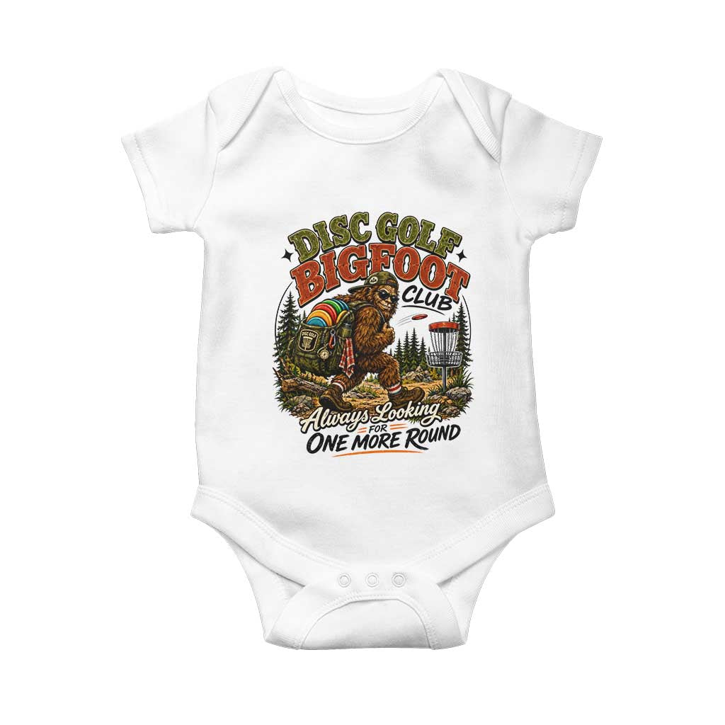 Disc Golf Bigfoot Club Baby Onesie Always Looking For One More Round Cryptid Gift
