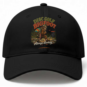 Disc Golf Bigfoot Club Baseball Cap Always Looking For One More Round Cryptid Gift