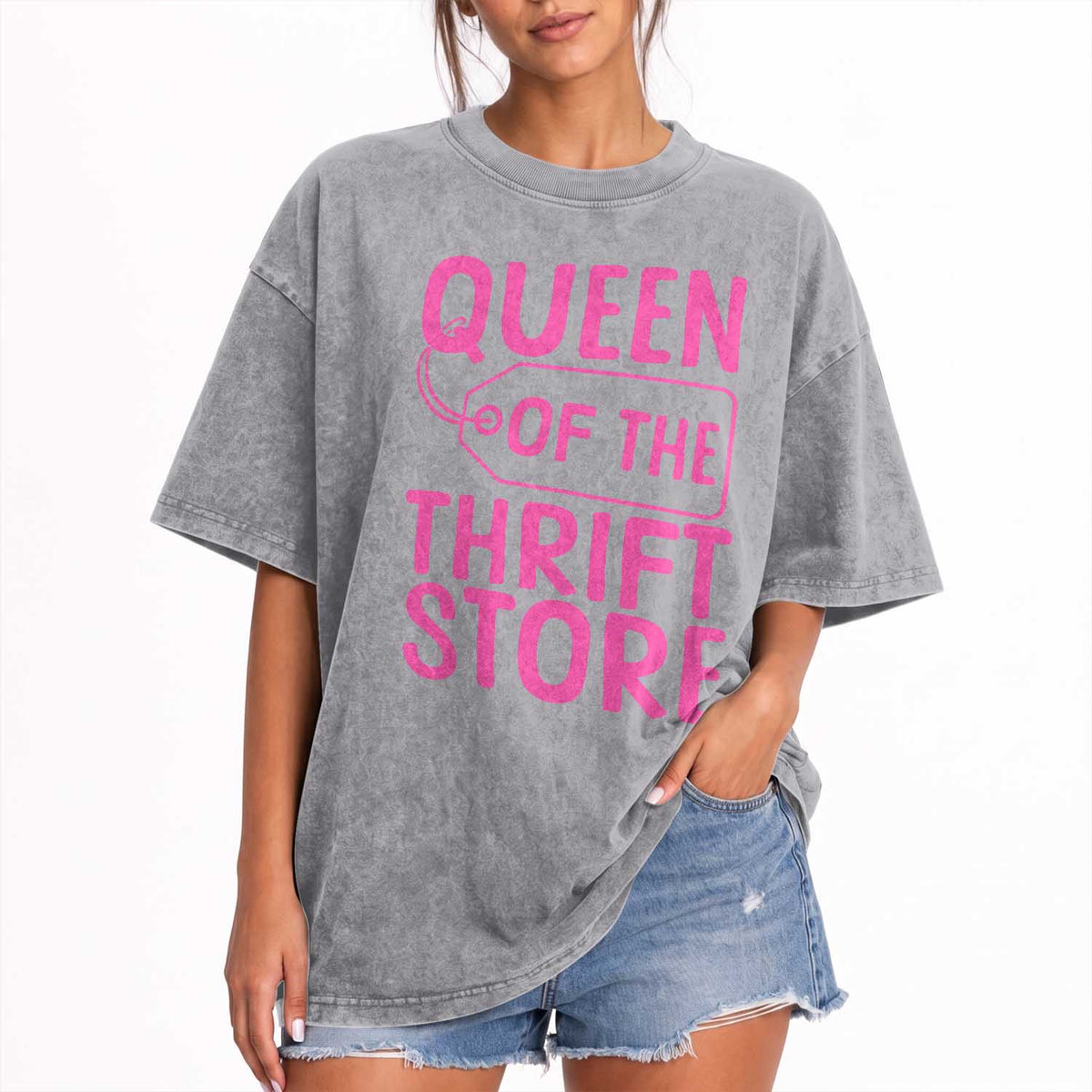 Funny Thrift Lover Washed Cotton T-Shirt Queen Of The Thrift Store