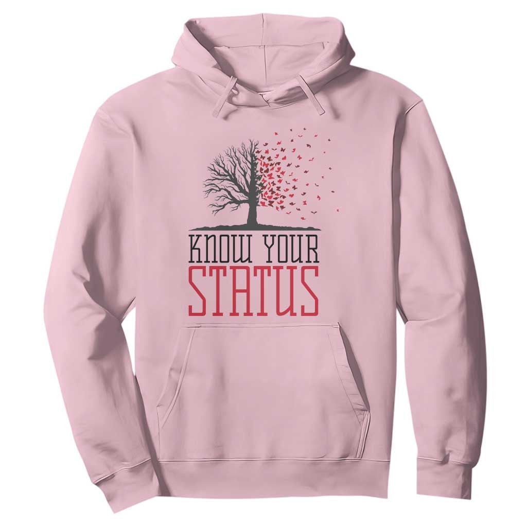 HIV Awareness Month Hoodie Know Your Status Prevention Support Gift TS12 Light Pink Print Your Wear
