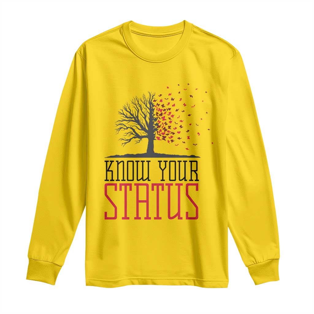HIV Awareness Month Long Sleeve Shirt Know Your Status Prevention Support Gift TS12 Daisy Print Your Wear