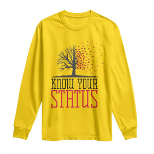 HIV Awareness Month Long Sleeve Shirt Know Your Status Prevention Support Gift TS12 Daisy Print Your Wear