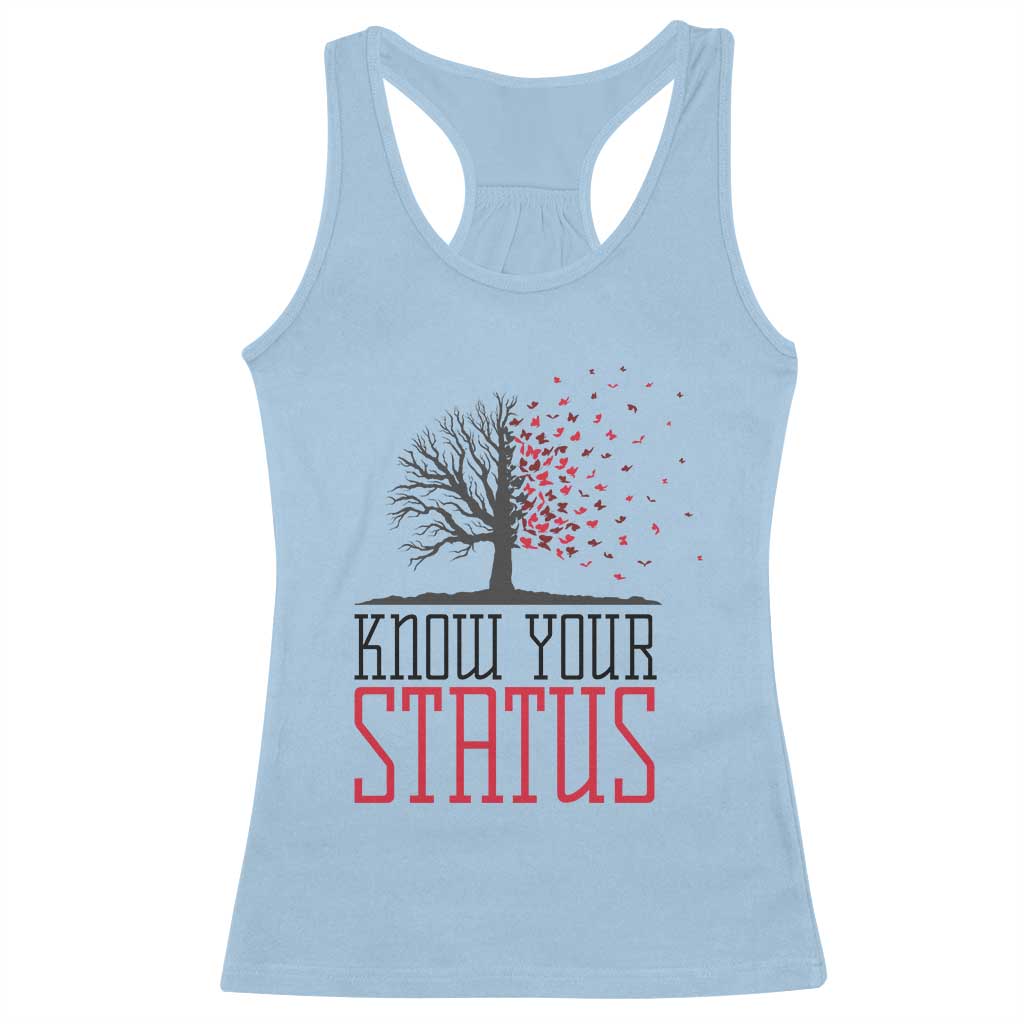 HIV Awareness Month Racerback Tank Top Know Your Status Prevention Support Gift TS12 Light Blue Print Your Wear