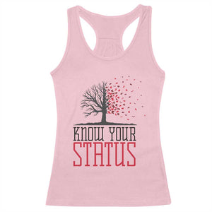 HIV Awareness Month Racerback Tank Top Know Your Status Prevention Support Gift TS12 Light Pink Print Your Wear