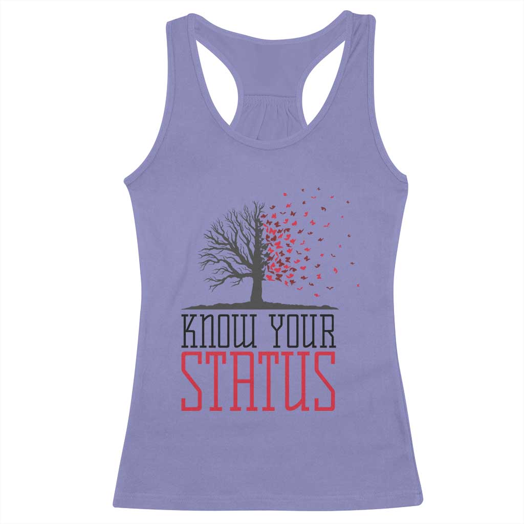 HIV Awareness Month Racerback Tank Top Know Your Status Prevention Support Gift TS12 Violet Print Your Wear