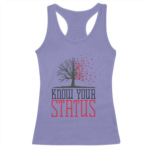 HIV Awareness Month Racerback Tank Top Know Your Status Prevention Support Gift TS12 Violet Print Your Wear