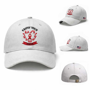 Know Your Status Red Ribbon HIV AIDS Awareness Support Month Gift Baseball Cap TS12 Baseball Cap Universal Fit White Print Your Wear