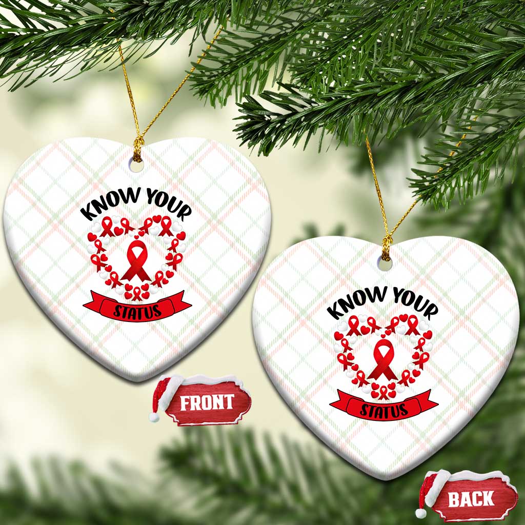 Know Your Status Red Ribbon HIV AIDS Awareness Support Month Gift Ceramic Ornament TS12 Print Your Wear