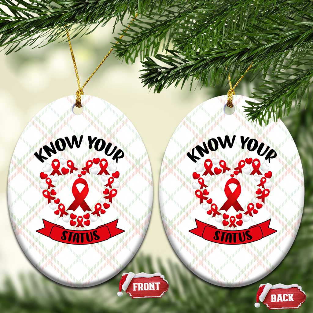 Know Your Status Red Ribbon HIV AIDS Awareness Support Month Gift Ceramic Ornament TS12 Print Your Wear