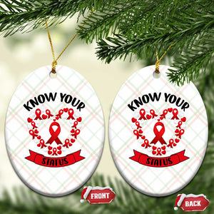 Know Your Status Red Ribbon HIV AIDS Awareness Support Month Gift Ceramic Ornament TS12 Print Your Wear