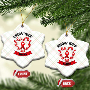 Know Your Status Red Ribbon HIV AIDS Awareness Support Month Gift Ceramic Ornament TS12 Print Your Wear