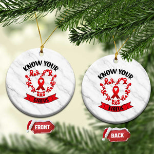 Know Your Status Red Ribbon HIV AIDS Awareness Support Month Gift Ceramic Ornament TS12 1pc White Marble Print Your Wear