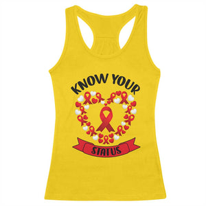 Know Your Status Red Ribbon HIV AIDS Awareness Support Month Gift Racerback Tank Top TS12 Daisy Print Your Wear
