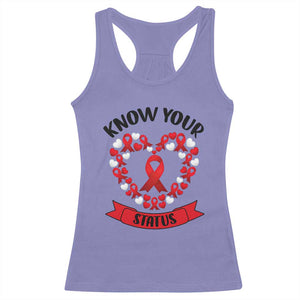 Know Your Status Red Ribbon HIV AIDS Awareness Support Month Gift Racerback Tank Top TS12 Violet Print Your Wear