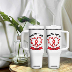 Know Your Status Red Ribbon HIV AIDS Awareness Support Month Gift Tumbler With Handle TS12 Print Your Wear